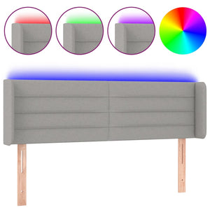 Testiera-Testata Decorativa Grigio Chiaro a LED 147x16x78/88 cm in Tessuto 472246