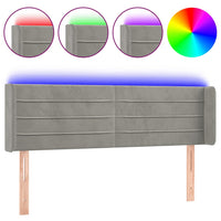 Testiera Grigio Chiaro a LED 147x16x78/88 cm in Velluto 3123424