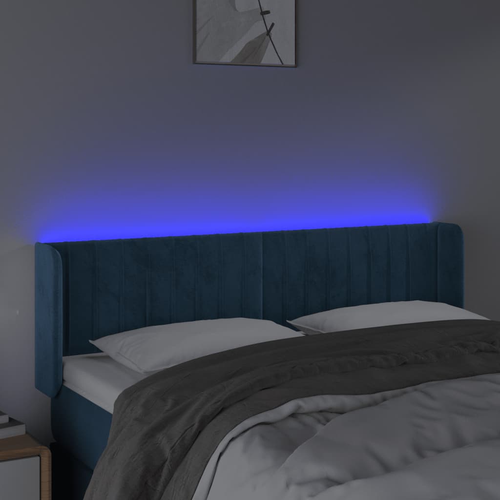 Testiera a LED Blu Scuro 147x16x78/88 cm in Velluto 3123526