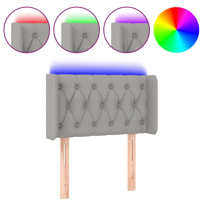 Testiera-Testata Decorativa Grigio Chiaro a LED 83x16x78/88 cm in Tessuto 886325