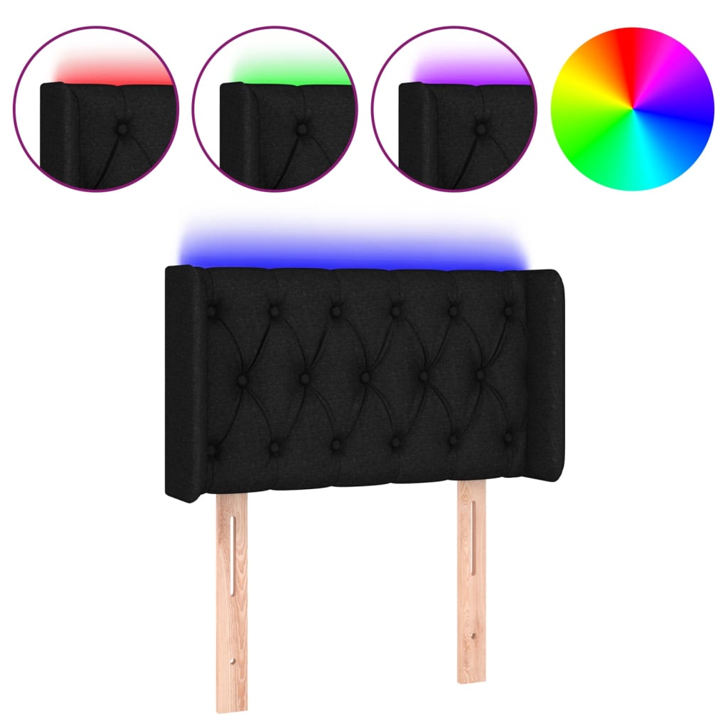 Testiera a LED Nera 83x16x78/88 cm in Tessuto 3123548