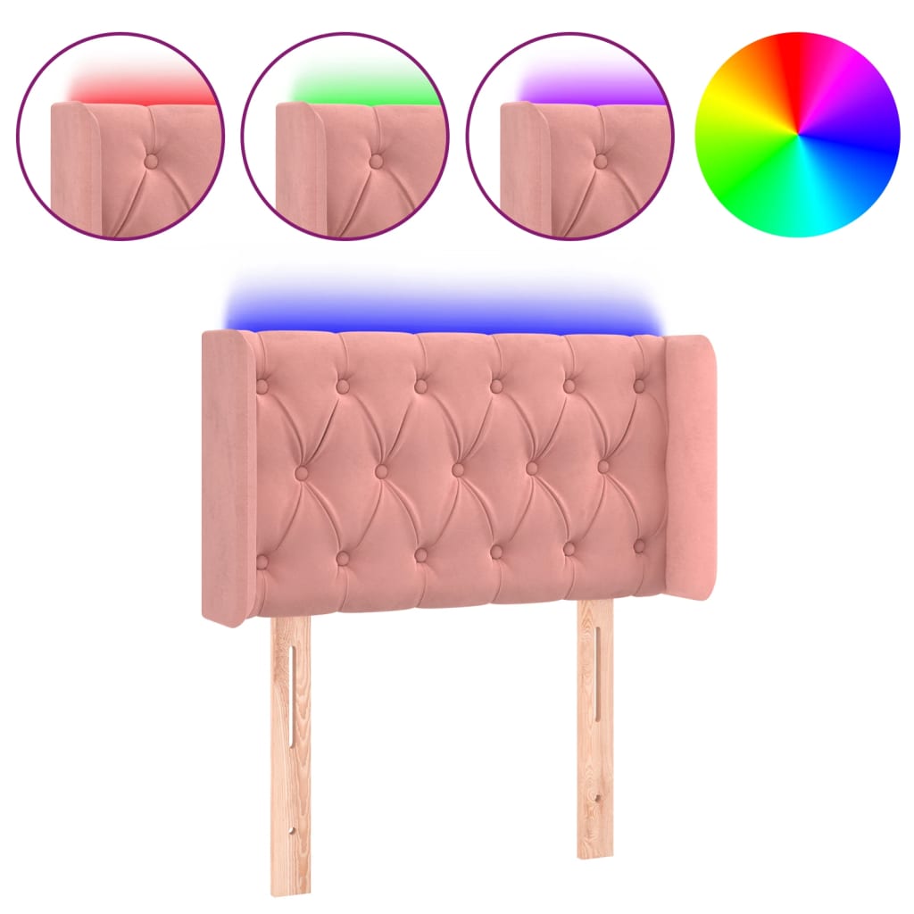 Testiera a LED Rosa 83x16x78/88 cm in Vellutocod mxl 97870