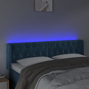 Testiera a LED Blu Scuro 147x16x78/88 cm in Velluto 3123624