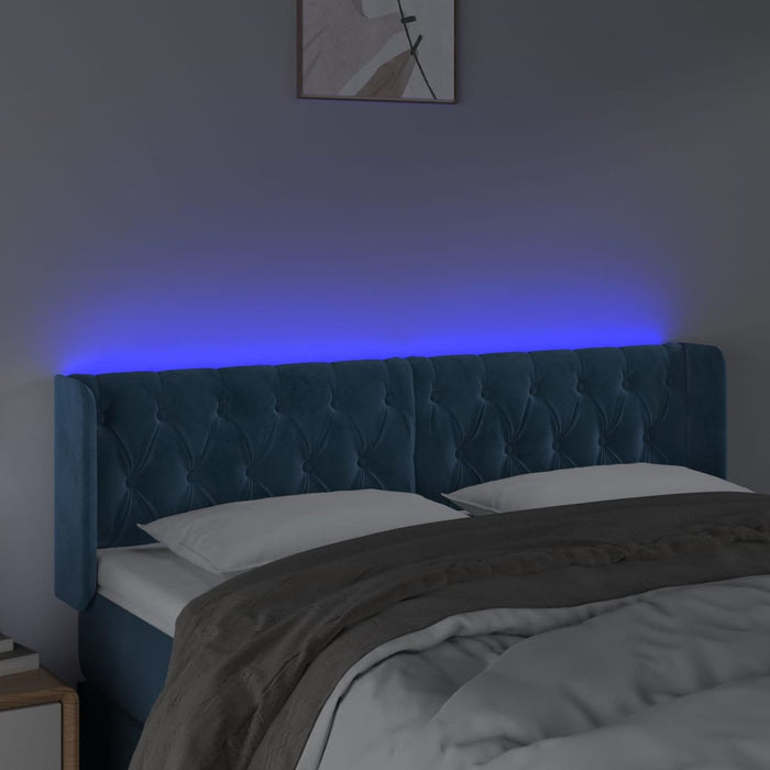 Testiera a LED Blu Scuro 147x16x78/88 cm in Velluto 3123624