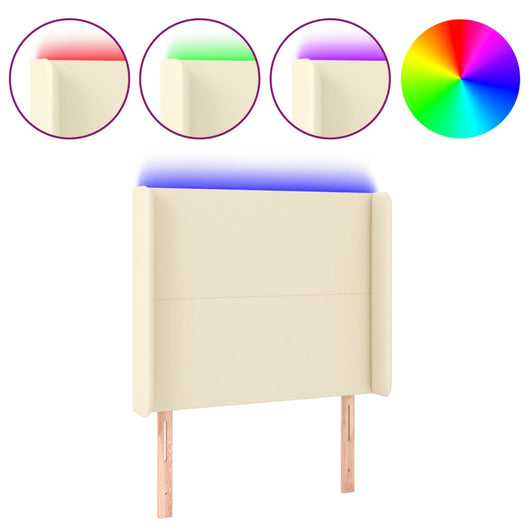 Testiera a LED-Testata con LED Crema 83x16x118/128 cm in Similpelle
