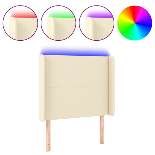 Testiera a LED crema 93x16x118/128 cm in Similpelle cod mxl 49651