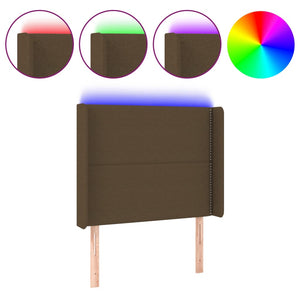 Testiera a LED-Testata con LED Marrone Scuro 93x16x118/128 cm in Tessuto 884994