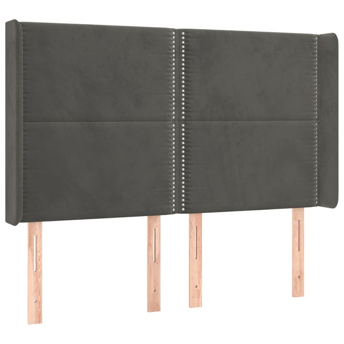 Testiera a LED-Testata con LED Grigio Scuro 147x16x118/128cm in Velluto 224657