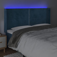 Testiera a LED Blu Scuro 163x16x118/128 cm in Velluto 3123966