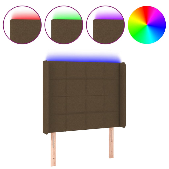 Testiera a LED Marrone Scuro 83x16x118/128 cm in Tessuto 3124025