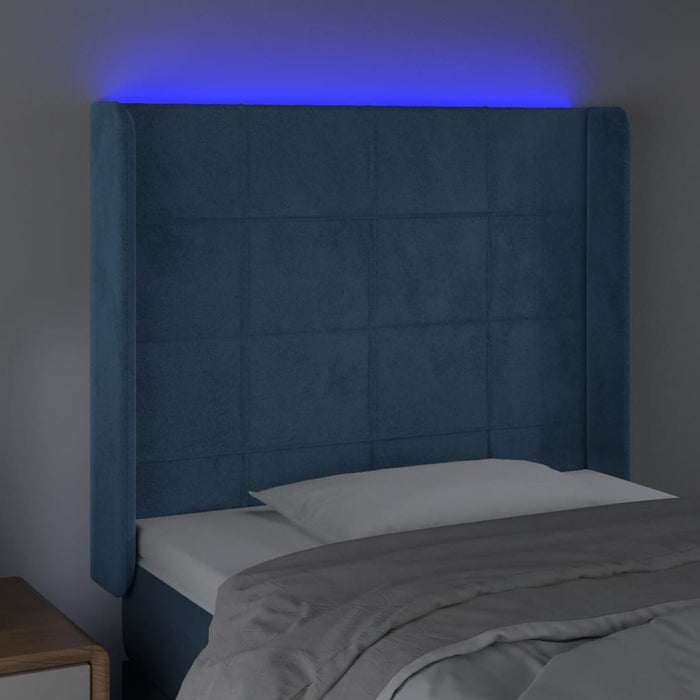 Testiera a LED Blu Scuro 83x16x118/128 cm in Velluto 3124082