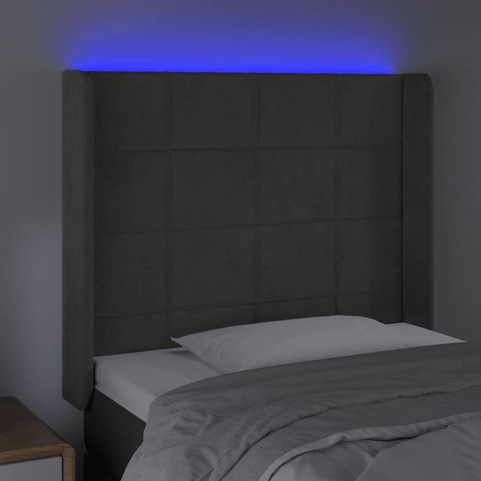 Testiera a LED Grigio Scuro 93x16x118/128 cm in Velluto 3124085