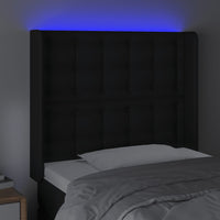 Testiera a LED Nera 103x16x118/128 cm in Similpelle