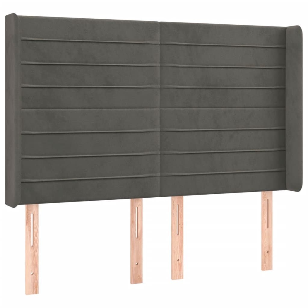 Testiera a LED-Testata con LED Grigio Scuro 147x16x118/128cm in Velluto 561622