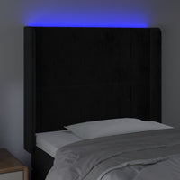 Testiera a LED Nera 103x16x118/128 cm in Velluto 3124330