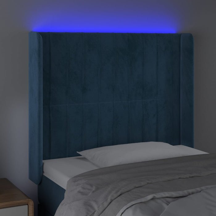 Testiera a LED Blu Scuro 103x16x118/128 cm in Velluto 3124332
