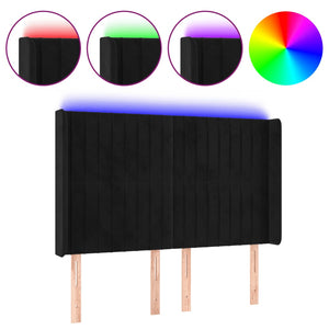 Testiera a LED-Testata con LED Nera 147x16x118/128 cm in Velluto 171591