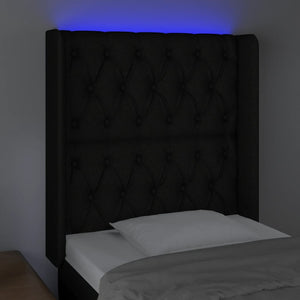 Testiera a LED Nera 83x16x118/128 cm in Tessuto 3124360
