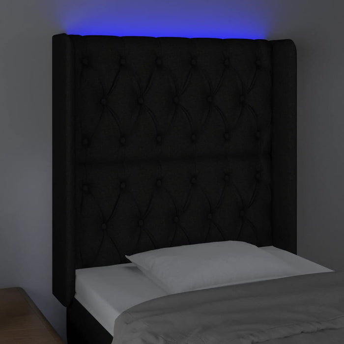 Testiera a LED Nera 83x16x118/128 cm in Tessuto 3124360