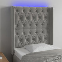 Testiera a LED-Testata con LED Grigio Chiaro 83x16x118/128 cm in Velluto 175110