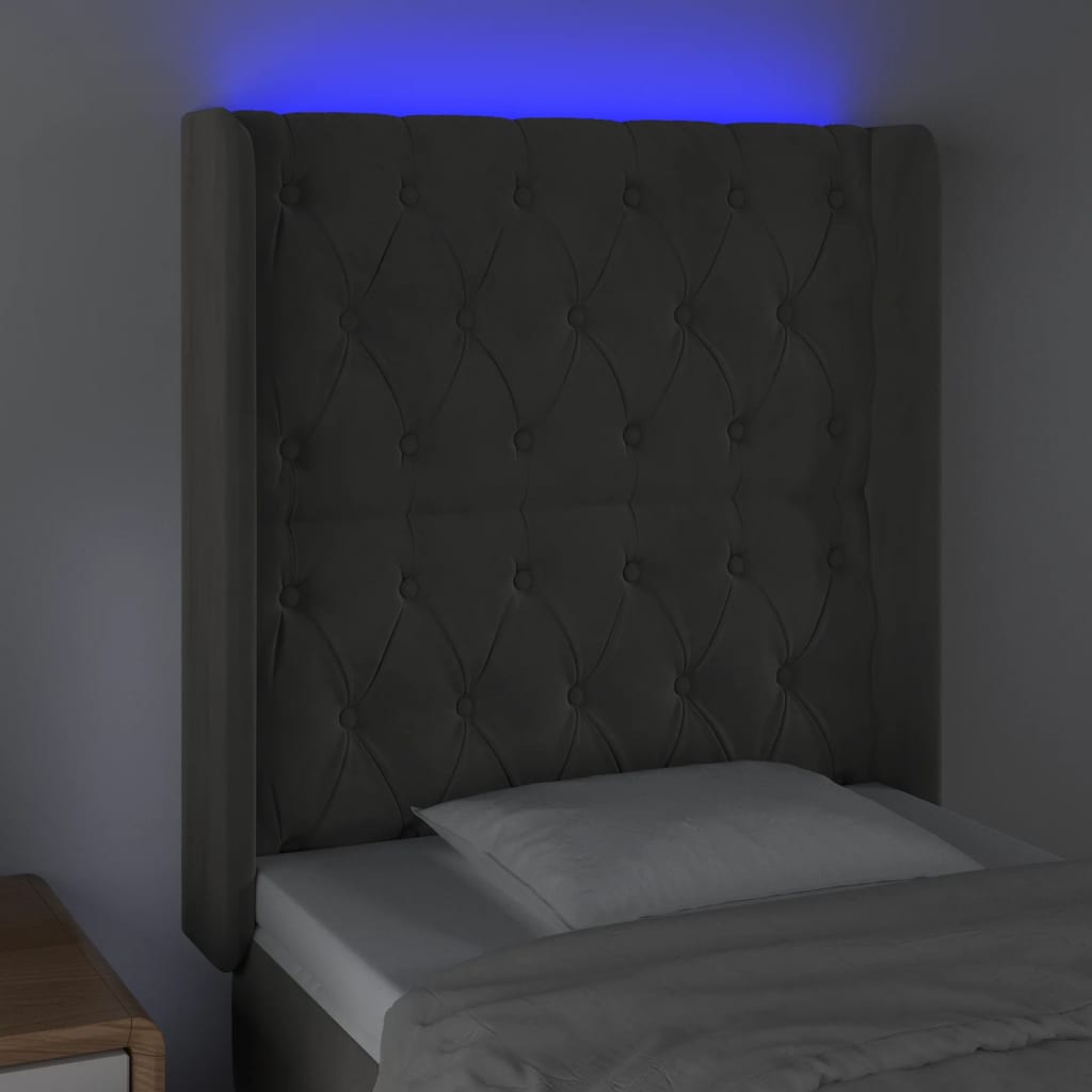 Testiera a LED Grigio Scuro 83x16x118/128 cm in Velluto 3124415