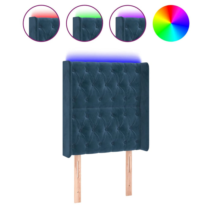 Testiera a LED Blu Scuro 83x16x118/128 cm in Velluto 3124418