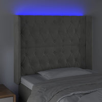 Testiera a LED Grigio Chiaro 93x16x118/128 cm in Velluto 3124420