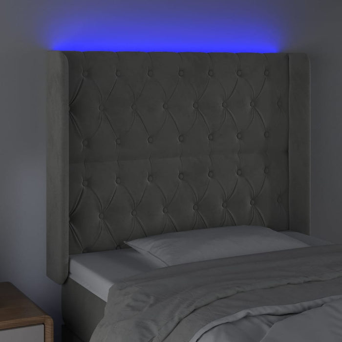 Testiera a LED Grigio Chiaro 93x16x118/128 cm in Velluto 3124420