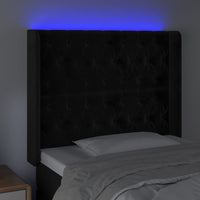 Testiera a LED nero 93x16x118/128 cm in Velluto 3124422