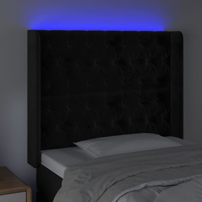 Testiera a LED nero 93x16x118/128 cm in Velluto 3124422