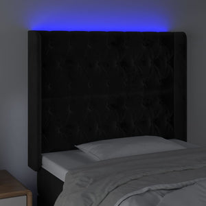 Testiera a LED nero 93x16x118/128 cm in Velluto 3124422
