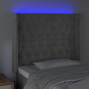 Testiera a LED Grigio Chiaro 103x16x118/128 cm in Velluto 3124426