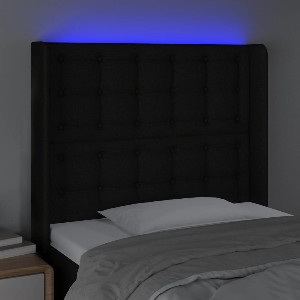 Testiera a LED nero 93x16x118/128 cm in Tessuto 3124466