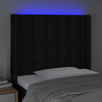 Testiera a LED Nera 103x16x118/128 cm in Tessuto 3124474