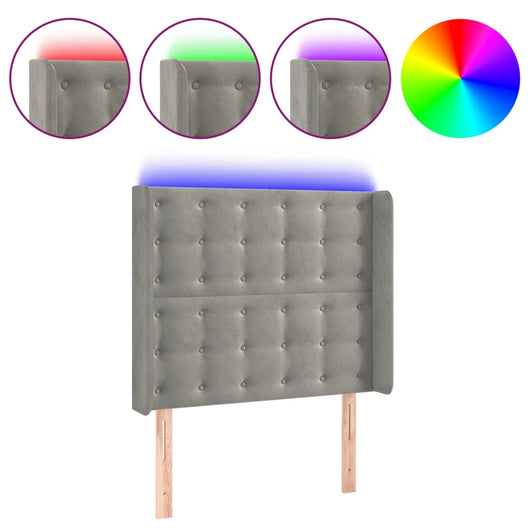 Testiera a LED-Testata con LED Grigio Chiaro 83x16x118/128 cm in Velluto 546144