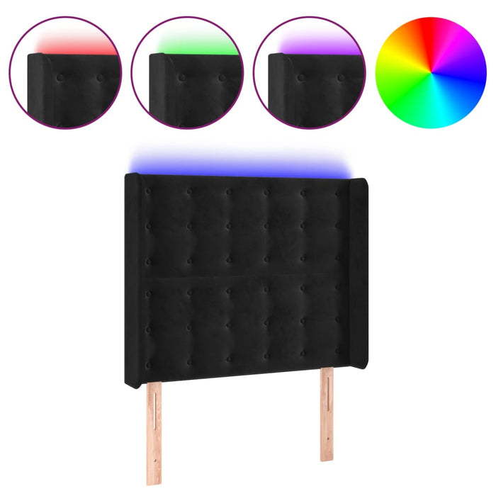 Testiera a LED Nera 83x16x118/128 cm in Velluto 3124514