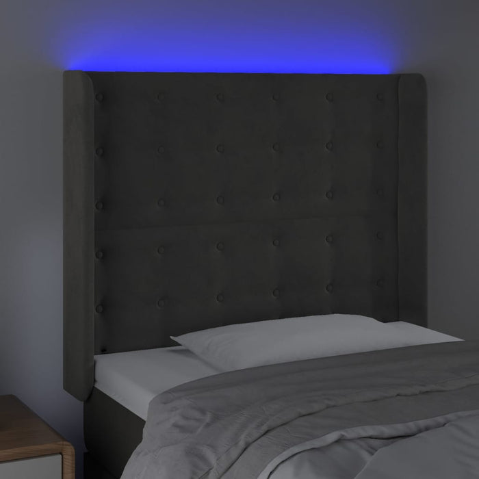 Testiera a LED Grigio Scuro 93x16x118/128 cm in Velluto 3124519