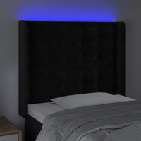 Testiera a LED nero 93x16x118/128 cm in Velluto 3124520