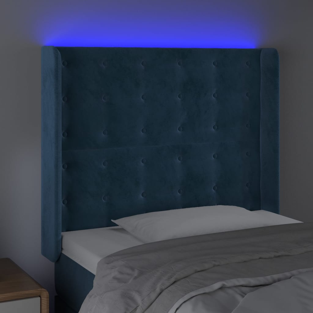 Testiera a LED Blu Scuro 103x16x118/128 cm in Velluto 3124528