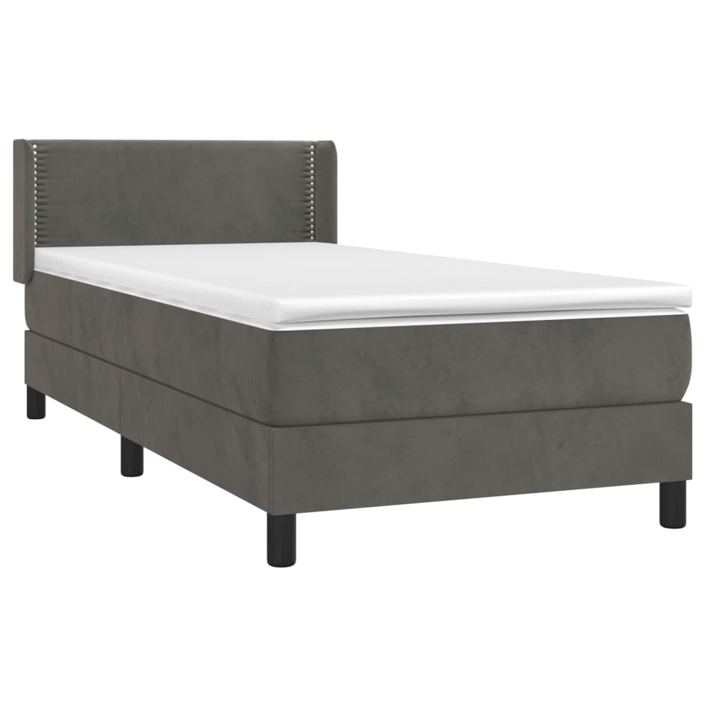 Giroletto a Molle con Materasso-Struttura Letto Grigio Scuro 90x200 cm Velluto 649392