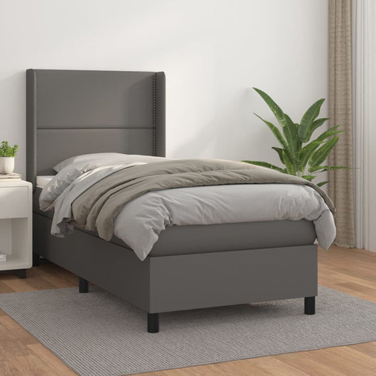 Giroletto a Molle con Materasso-Struttura Letto Grigio 90x190 cm in Similpelle 437357