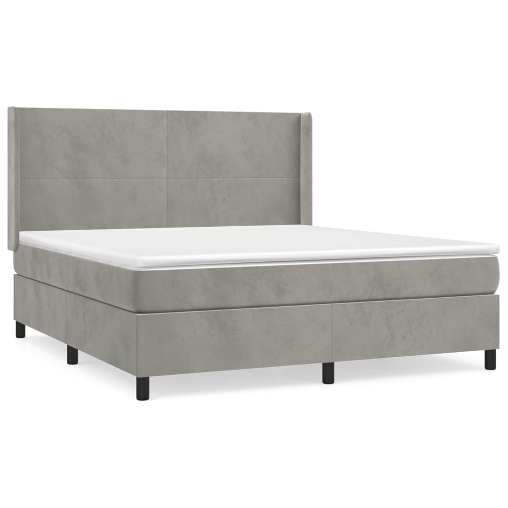 Giroletto a Molle con Materasso Grigio Chiaro 160x200cm Velluto 3132567