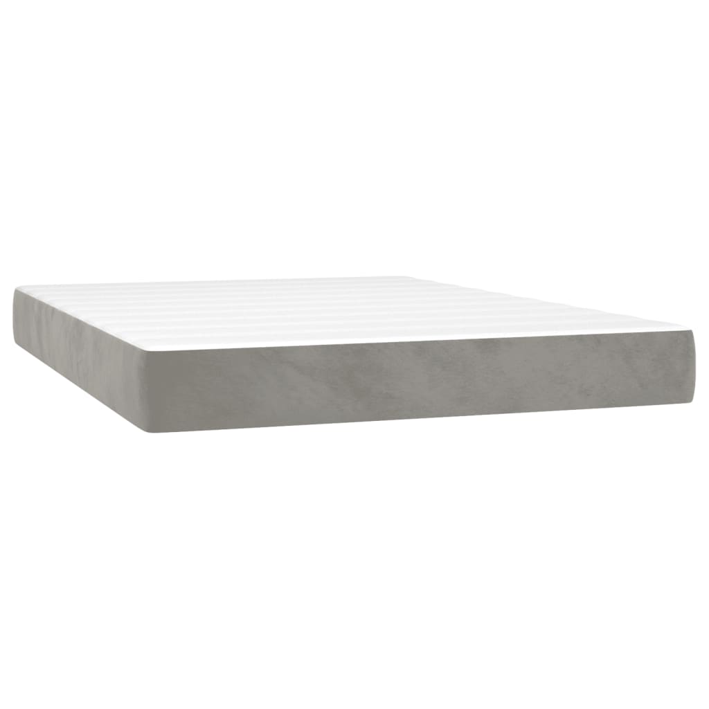 Giroletto a Molle con Materasso Grigio Chiaro 140x200cm Velluto 3132621