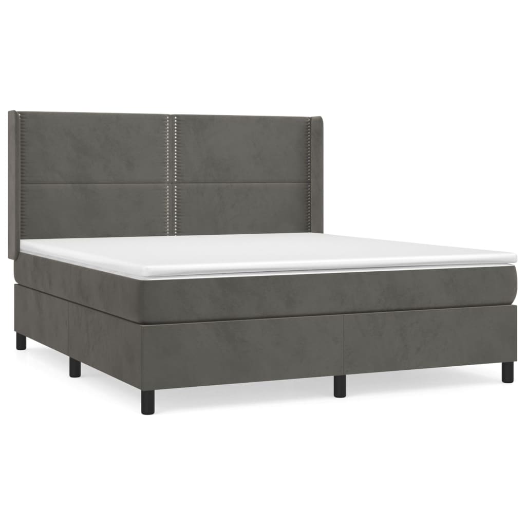 Giroletto a Molle con Materasso Grigio Scuro 160x200 cm Velluto 3132628