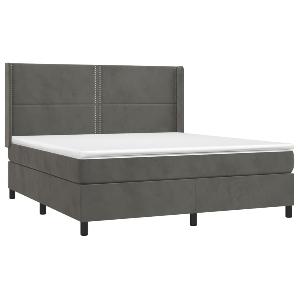 Giroletto a Molle con Materasso Grigio Scuro 160x200 cm Velluto 3132628