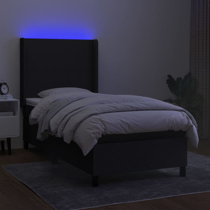 Letto a Molle con Materasso e LED Nero 90x190 cm in Tessuto 3138119