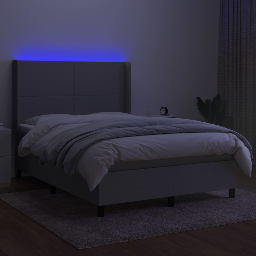 Letto a Molle Materasso e LED Grigio Chiaro 140x200 cm Tessuto cod mxl 37291