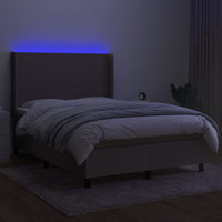 Letto a Molle con Materasso e LED Tortora 140x200 cm in Tessuto 3138161