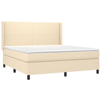 Letto a Molle con Materasso e LED Crema 160x200 cm in Tessuto 3138170
