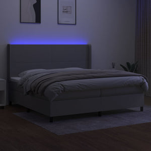 Letto a Molle Materasso e LED Grigio Chiaro 200x200 cm Tessuto 3138181